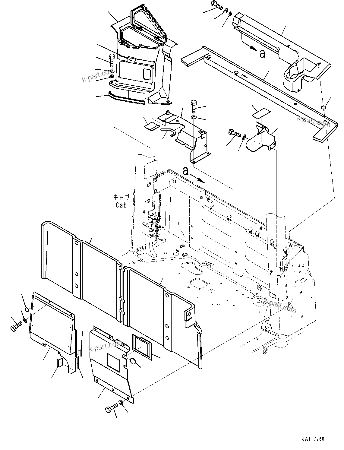Komatsu parts book diagram for WA475-11E0 S/N H30051-UP: ROPS CAB AND FLOOR FRAME GROUP, WITHOUT AFJS, REAR COVER