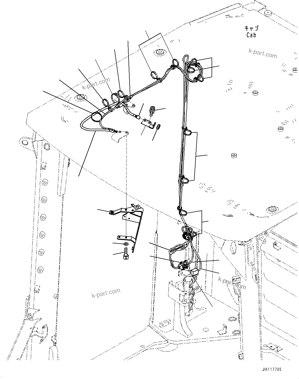 Komatsu parts book diagram for WA475-11E0 S/N H30051-UP: ROPS CAB AND FLOOR FRAME GROUP, WITH AFJS, PARTS FOR LESS RADIO