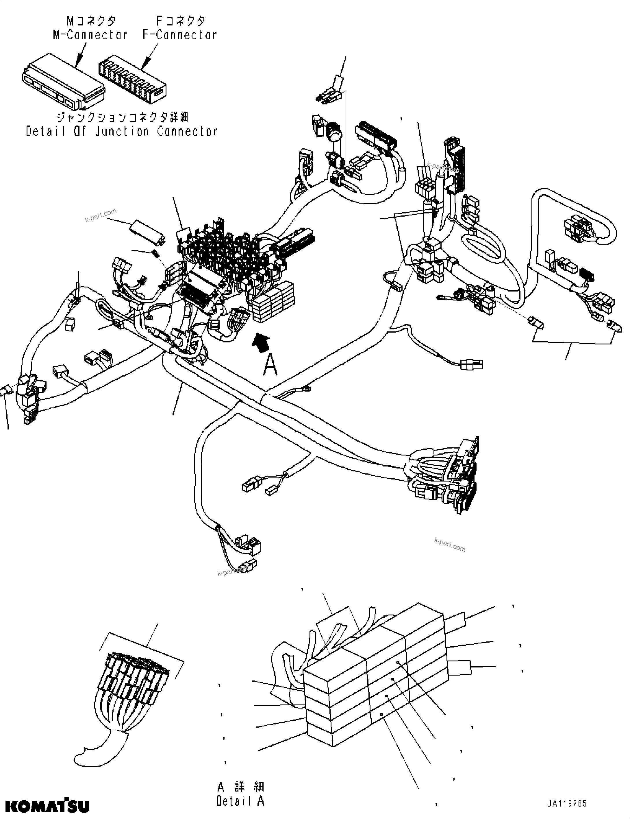 Komatsu parts book diagram for WA475-11E0 S/N H30051-UP: ROPS CAB AND FLOOR FRAME GROUP, WITH AFJS, FLOOR WIRING HARNESS