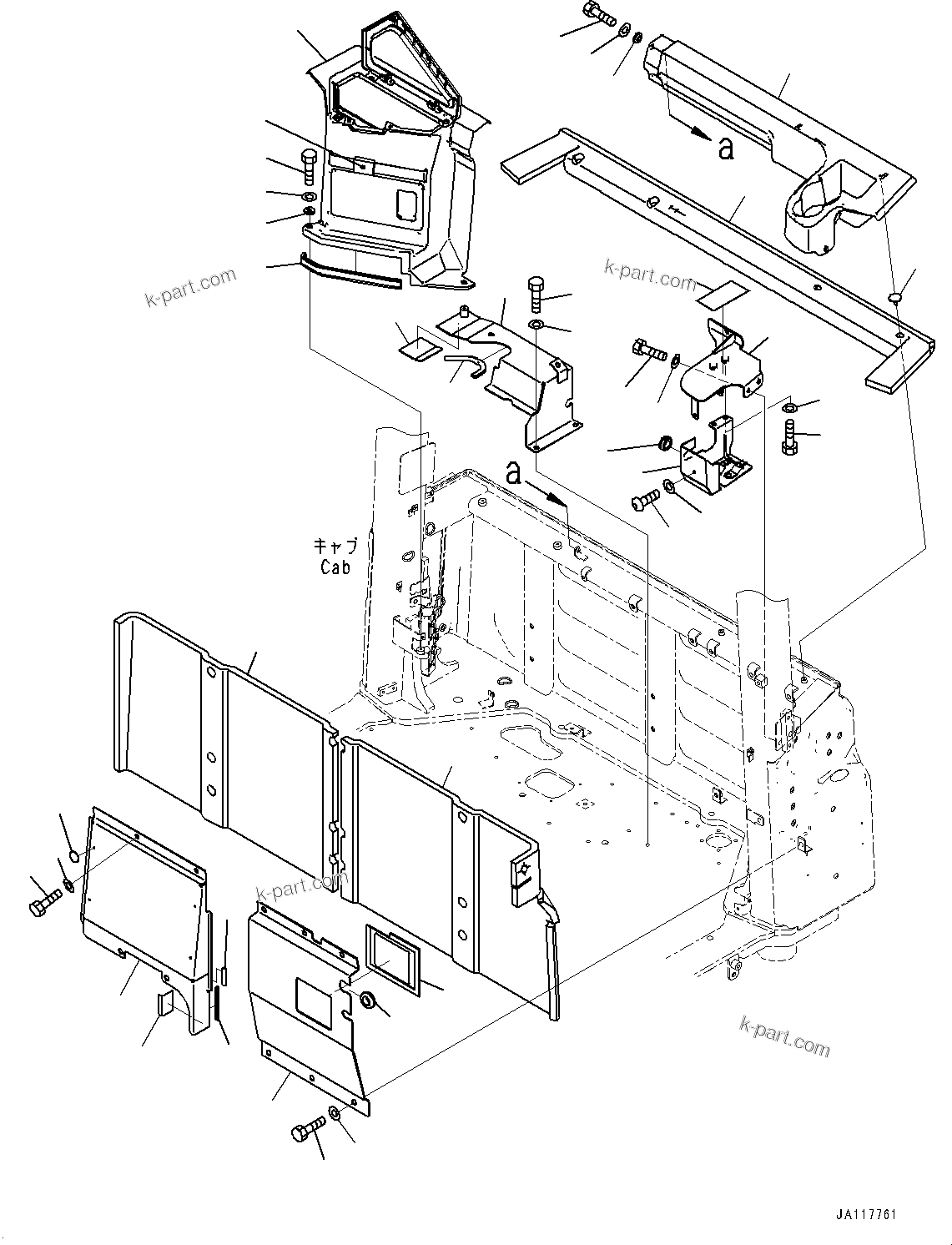 Komatsu parts book diagram for WA475-11E0 S/N H30051-UP: ROPS CAB AND FLOOR FRAME GROUP, WITH AFJS, REAR COVER
