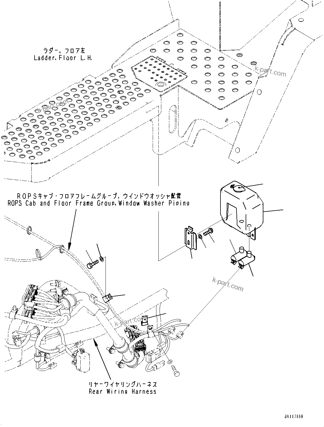 Komatsu parts book diagram for WA475-11E0 S/N H30051-UP: WINDOW WASHER TANK