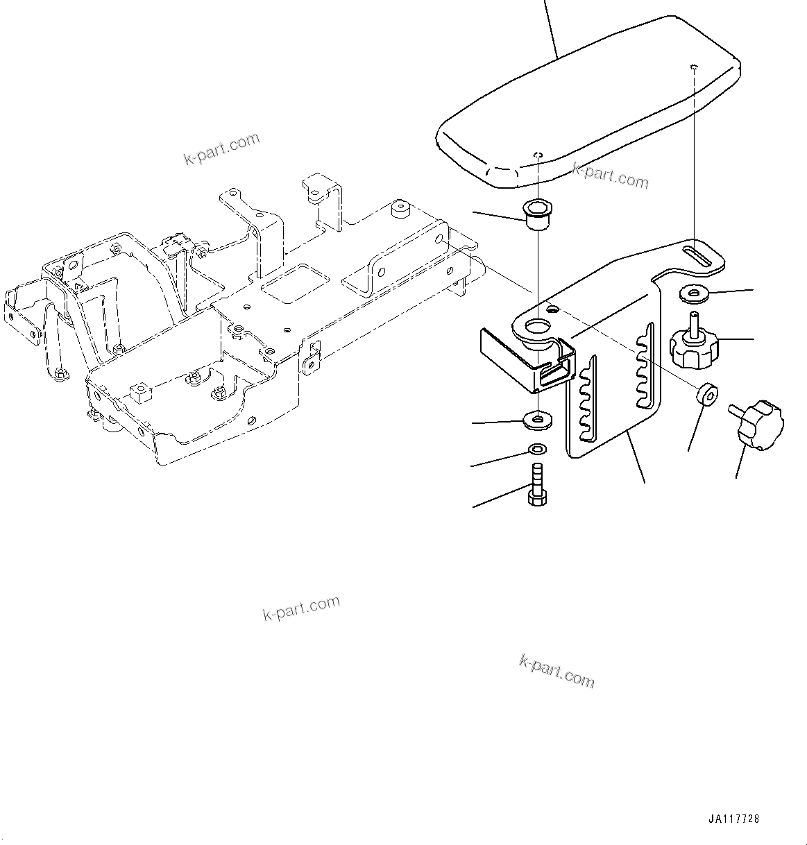 Komatsu parts book diagram for WA475-11E0 S/N H30051-UP: LOADER CONTROL UNIT, WITH 2-EPC LEVER LOADER CONTROL, WITHOUT AFJS, ARMREST, R.H.