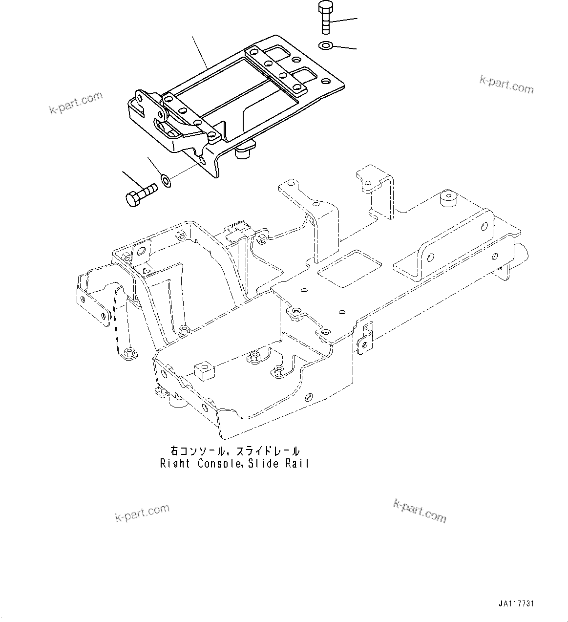 Komatsu parts book diagram for WA475-11E0 S/N H30051-UP: LOADER CONTROL UNIT, WITH 2-EPC LEVER LOADER CONTROL, WITHOUT AFJS, BRACKET (2/2)