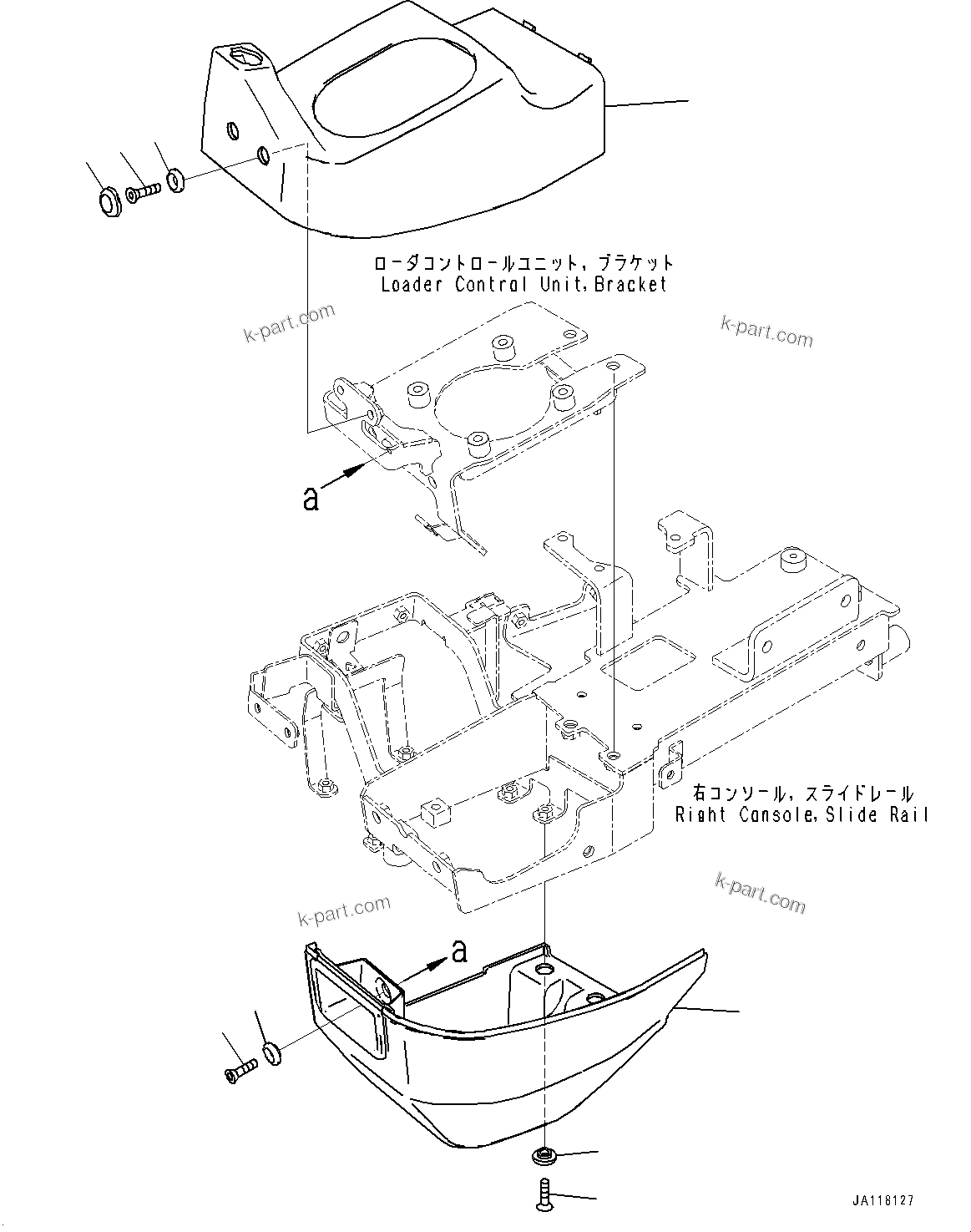 Komatsu parts book diagram for WA475-11E0 S/N H30051-UP: LOADER CONTROL UNIT, WITH EPC MULTI-FUNCTION MONO LEVER PCS, WITHOUT AFJS, COVER (2/2)