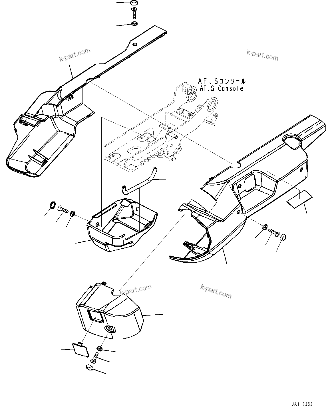 Komatsu parts book diagram for WA475-11E0 S/N H30051-UP: LOADER CONTROL UNIT, WITH EPC MULTI-FUNCTION MONO LEVER PCS, WITH AFJS, AFJS CONSOLE COVER