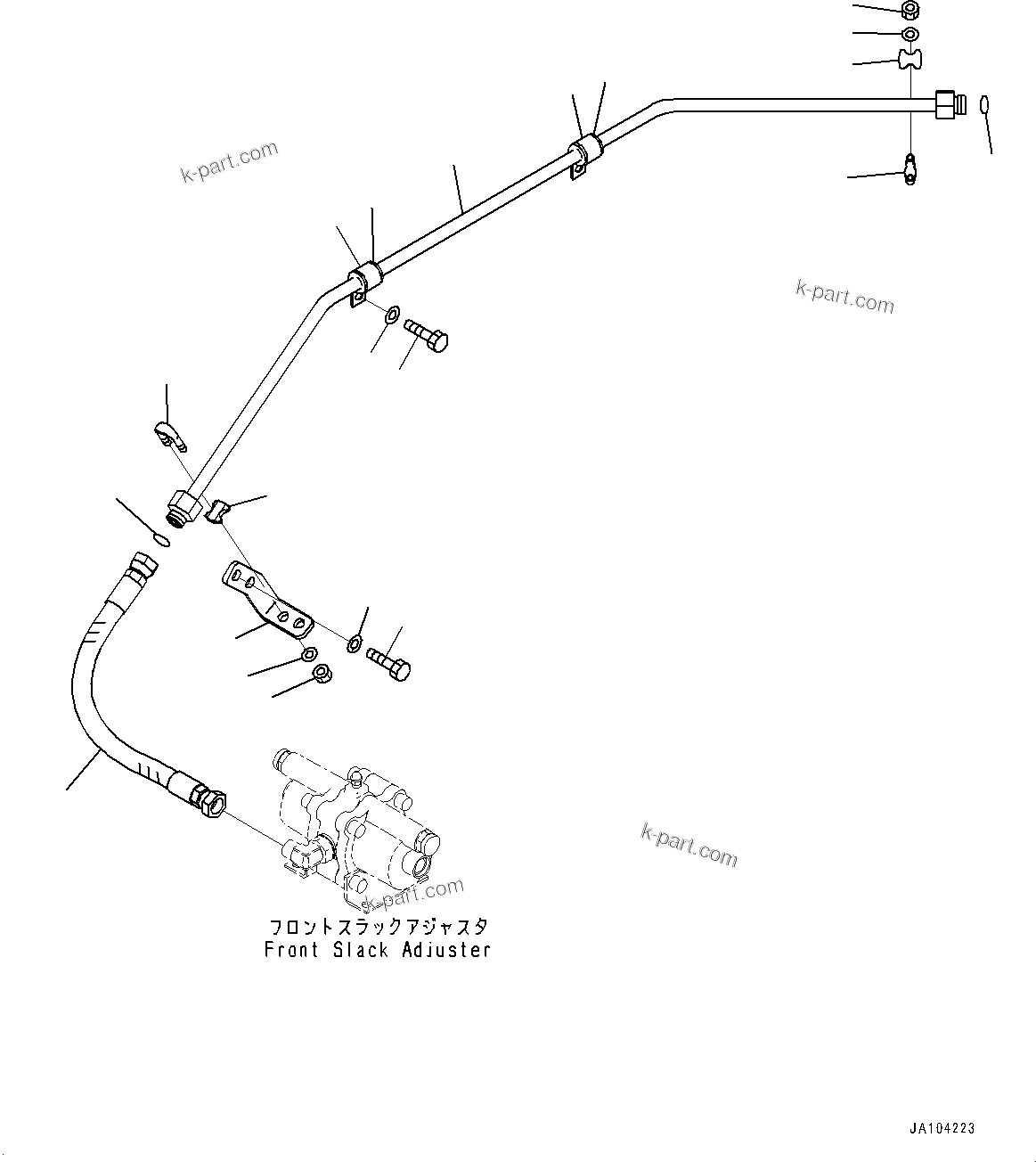 Komatsu parts book diagram for WA475-11E0 S/N H30051-UP: BRAKE CONTROL, WITHOUT AFJS, FRONT BRAKE PIPING
