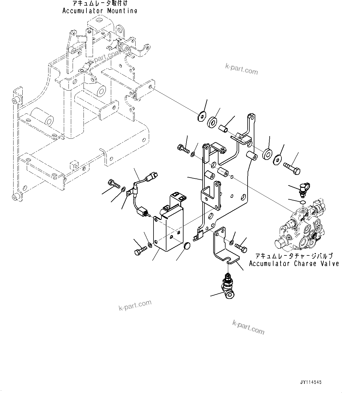 Komatsu parts book diagram for WA475-11E0 S/N H30051-UP: BRAKE CONTROL, WITH AFJS, ACCUMULATOR CHARGE VALVE MOUNTING