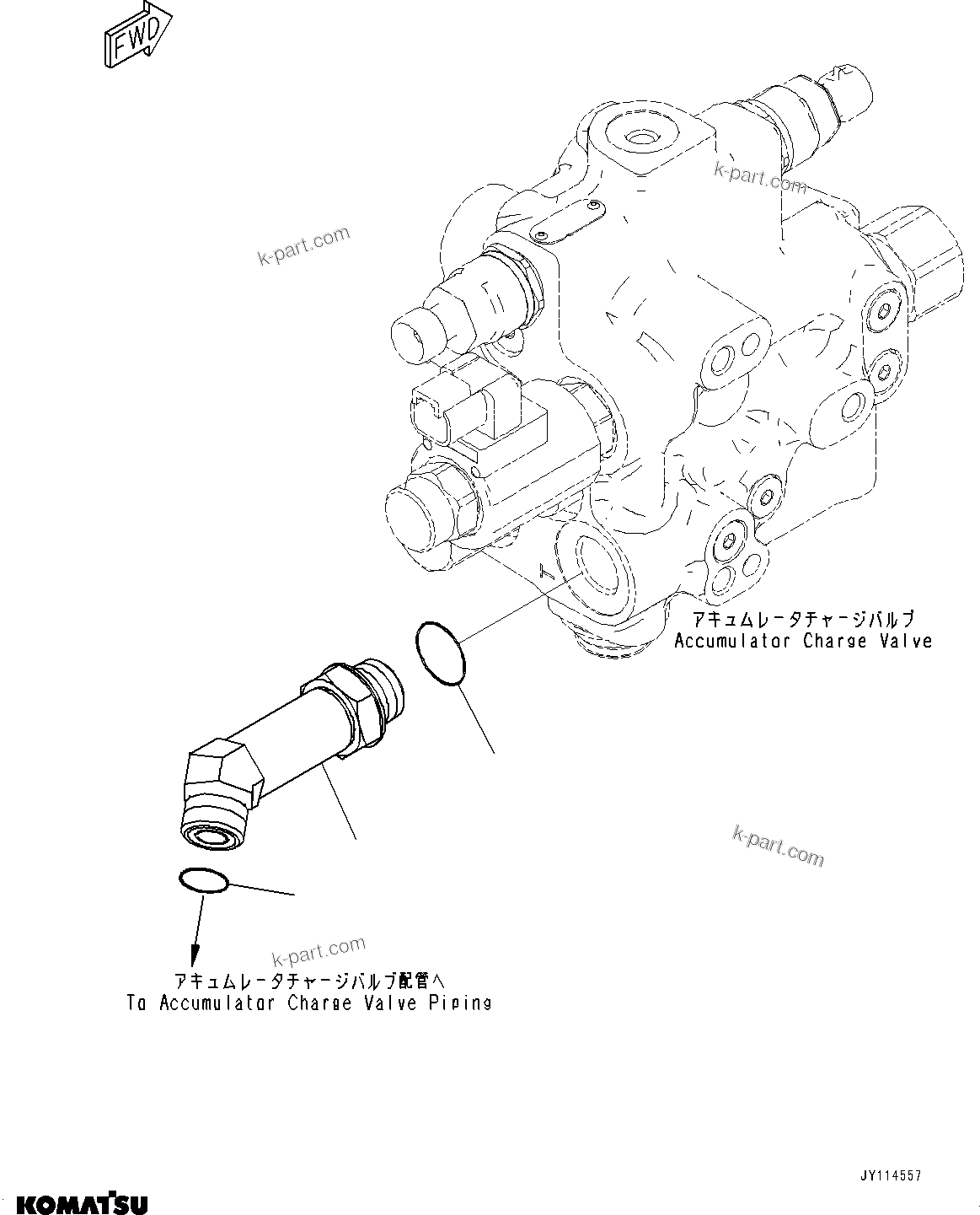 Komatsu parts book diagram for WA475-11E0 S/N H30051-UP: BRAKE CONTROL, WITH AFJS, ACCUMULATOR CHARGE VALVE RELATED PARTS