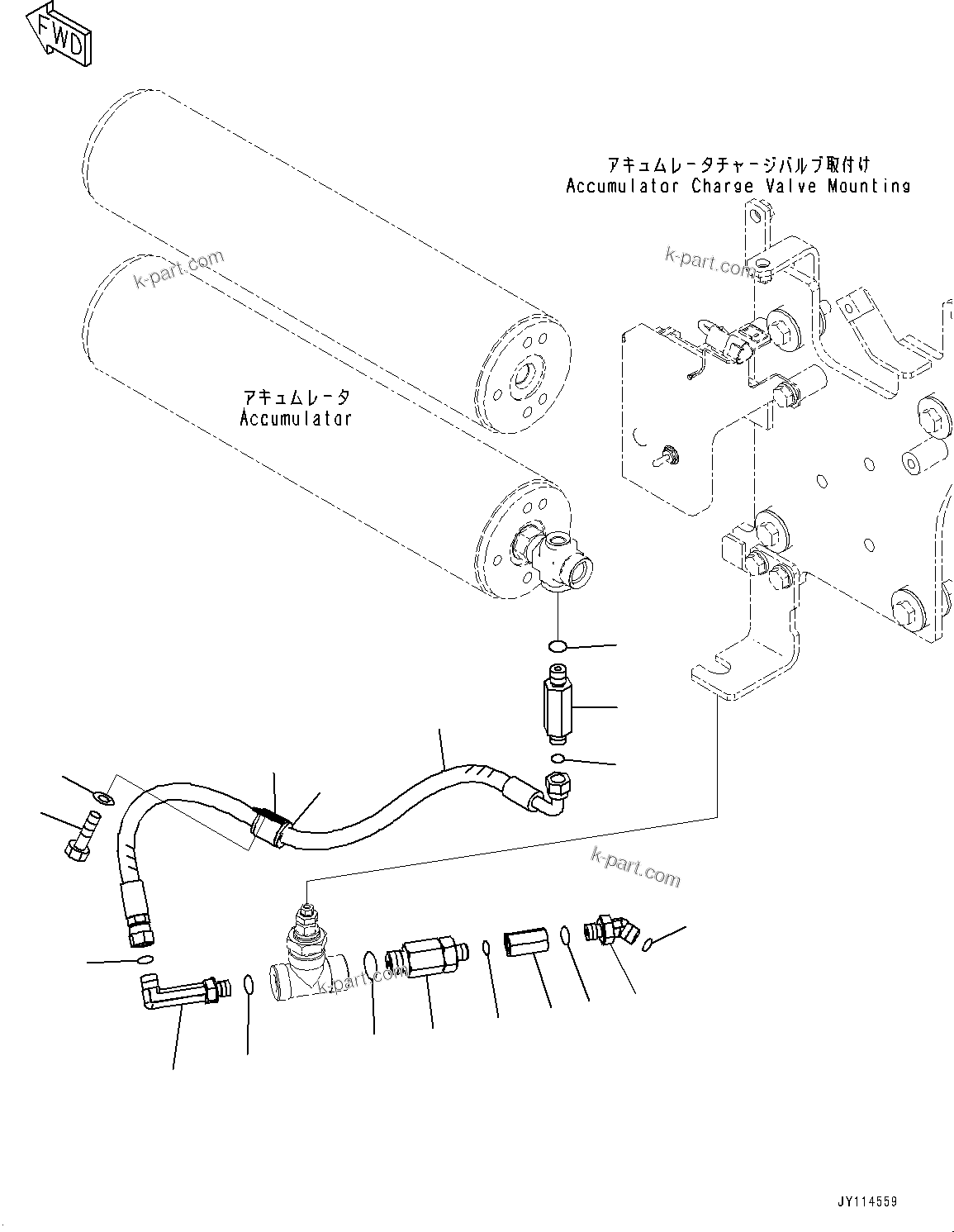 Komatsu parts book diagram for WA475-11E0 S/N H30051-UP: BRAKE CONTROL, WITHOUT AFJS, CHECK VALVE