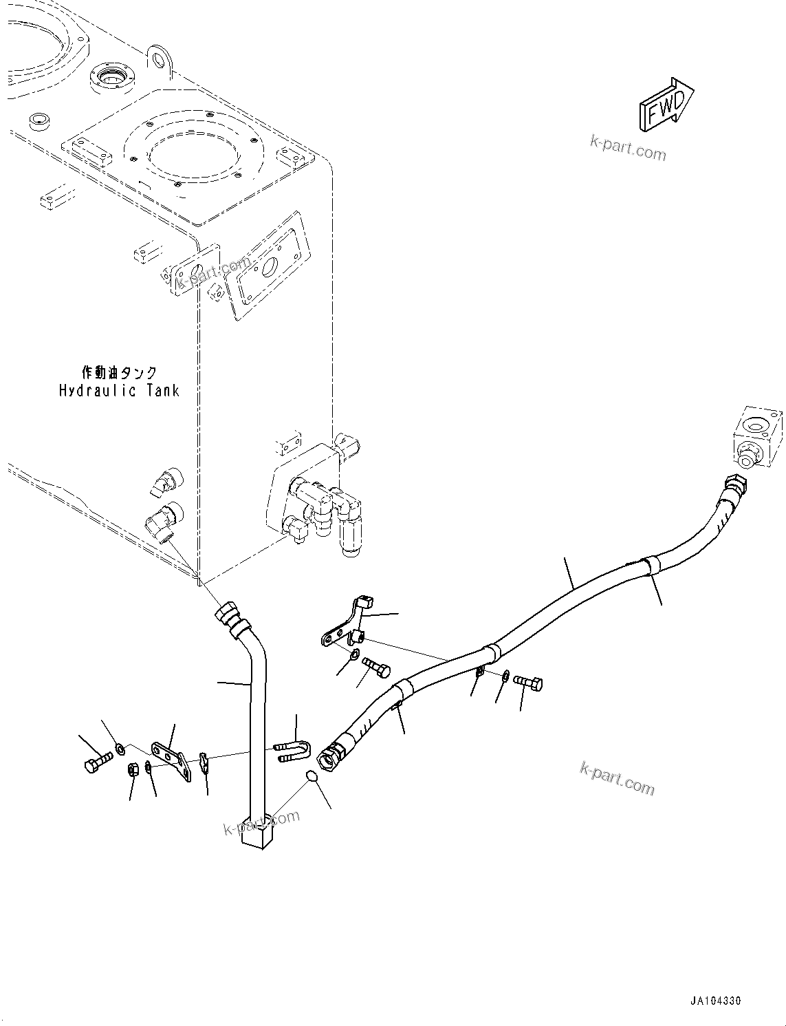 Komatsu parts book diagram for WA475-11E0 S/N H30051-UP: BRAKE CONTROL, WITH AFJS, HYDRAULIC TANK PIPING