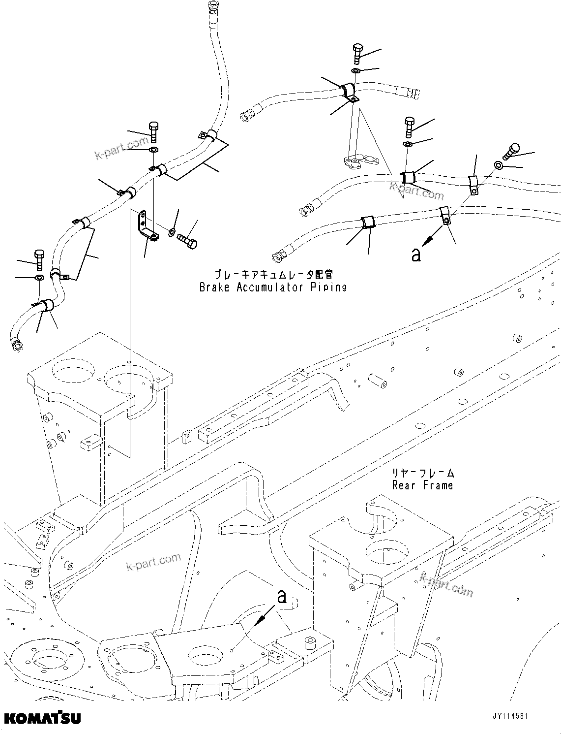 Komatsu parts book diagram for WA475-11E0 S/N H30051-UP: BRAKE CONTROL, WITH AFJS, PIPING MOUNTING