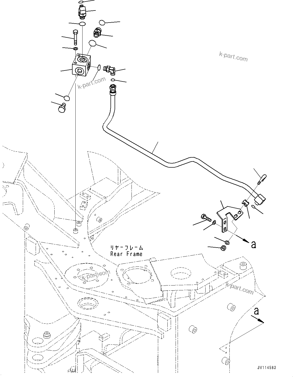 Komatsu parts book diagram for WA475-11E0 S/N H30051-UP: BRAKE CONTROL, WITH AFJS, DRAIN BLOCK PIPING