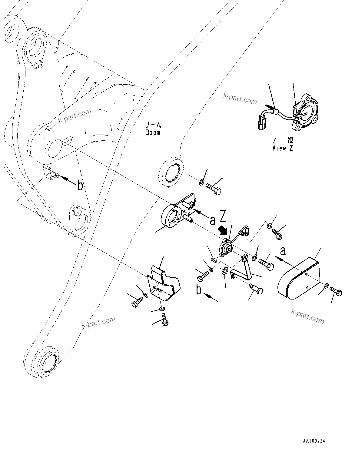 Komatsu parts book diagram for WA475-11E0 S/N H30051-UP: BUCKET POSITIONER
