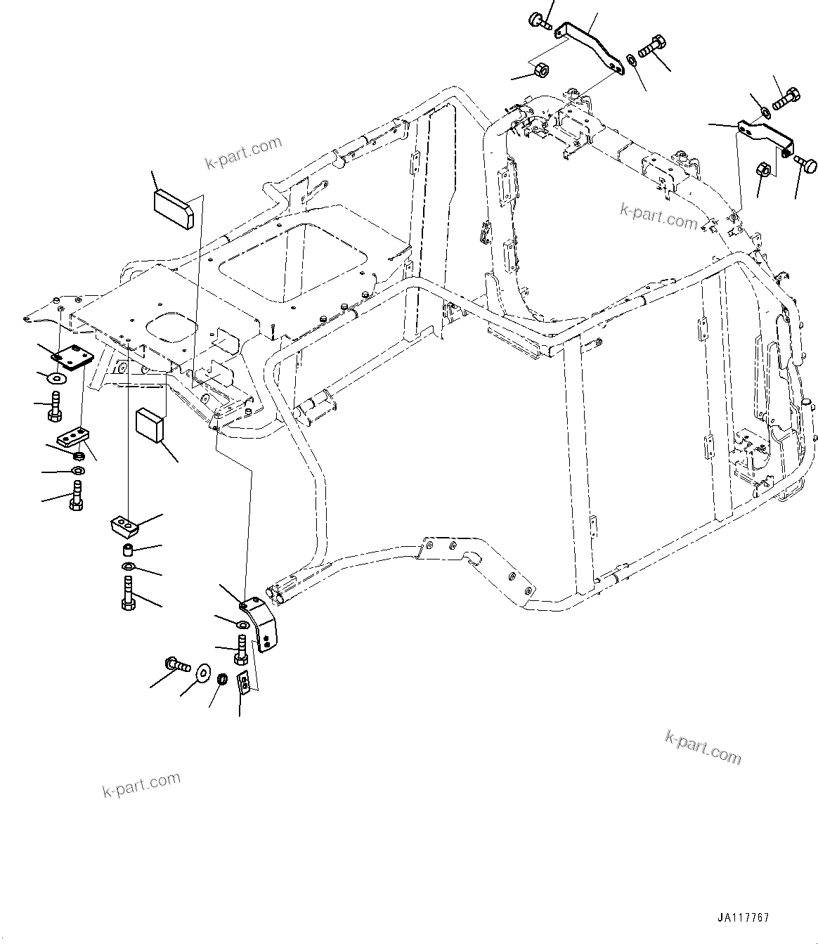Komatsu parts book diagram for WA475-11E0 S/N H30051-UP: ENGINE HOOD, BRACKET AND PAD