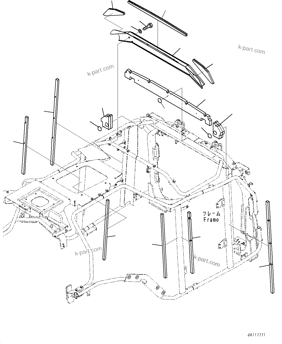 Komatsu parts book diagram for WA475-11E0 S/N H30051-UP: ENGINE HOOD, BAFFLE SEAL