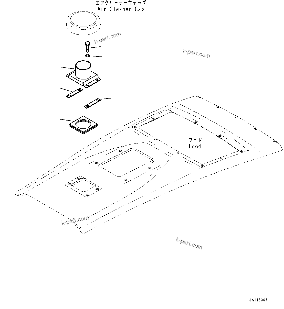 Komatsu parts book diagram for WA475-11E0 S/N H30051-UP: ENGINE HOOD, AIR INTAKE