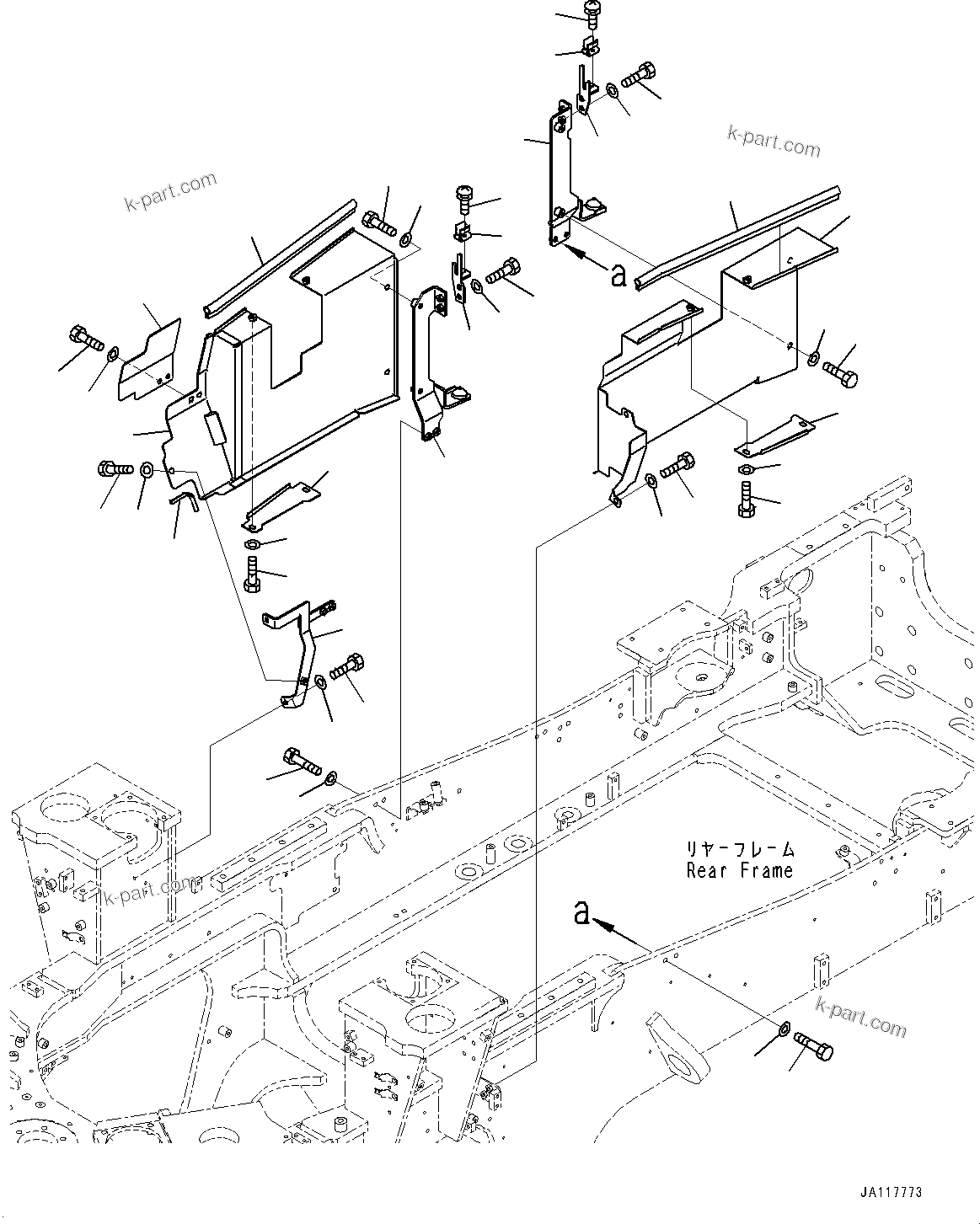 Komatsu parts book diagram for WA475-11E0 S/N H30051-UP: ENGINE HOOD, HYDRAULIC TANK COVER