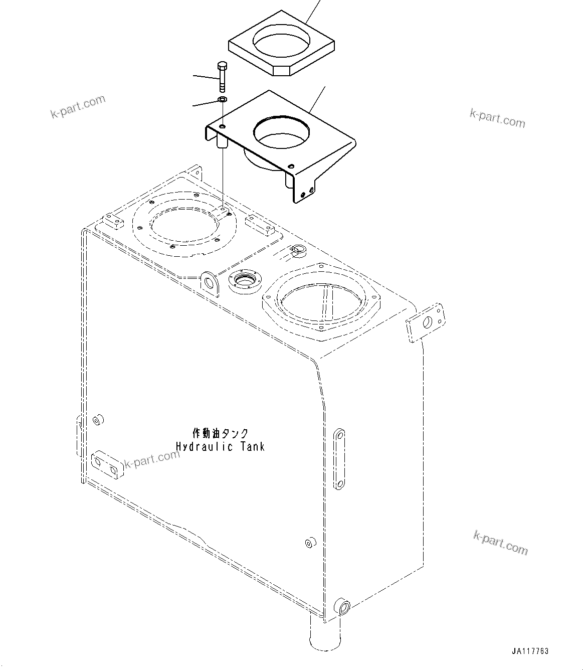 Komatsu parts book diagram for WA475-11E0 S/N H30051-UP: ENGINE HOOD, HYDRAULIC TANK RELATED PARTS