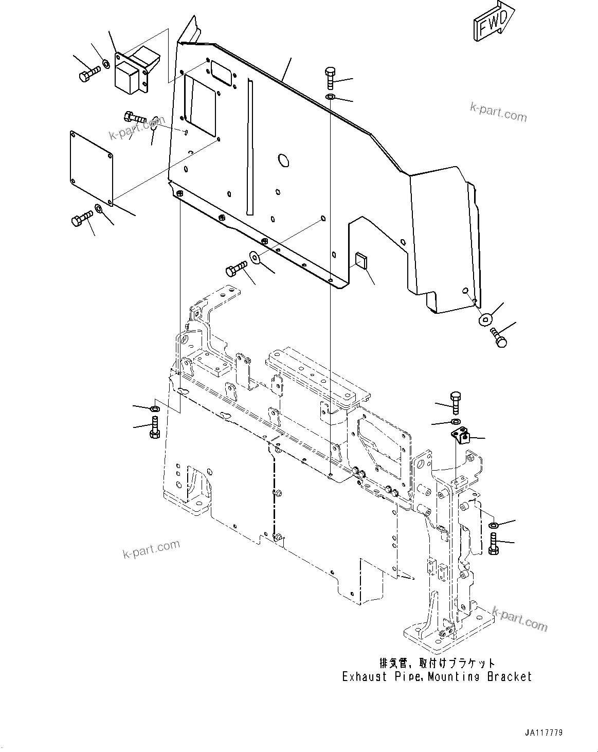 Komatsu parts book diagram for WA475-11E0 S/N H30051-UP: ENGINE HOOD, UPPER BAFFLE