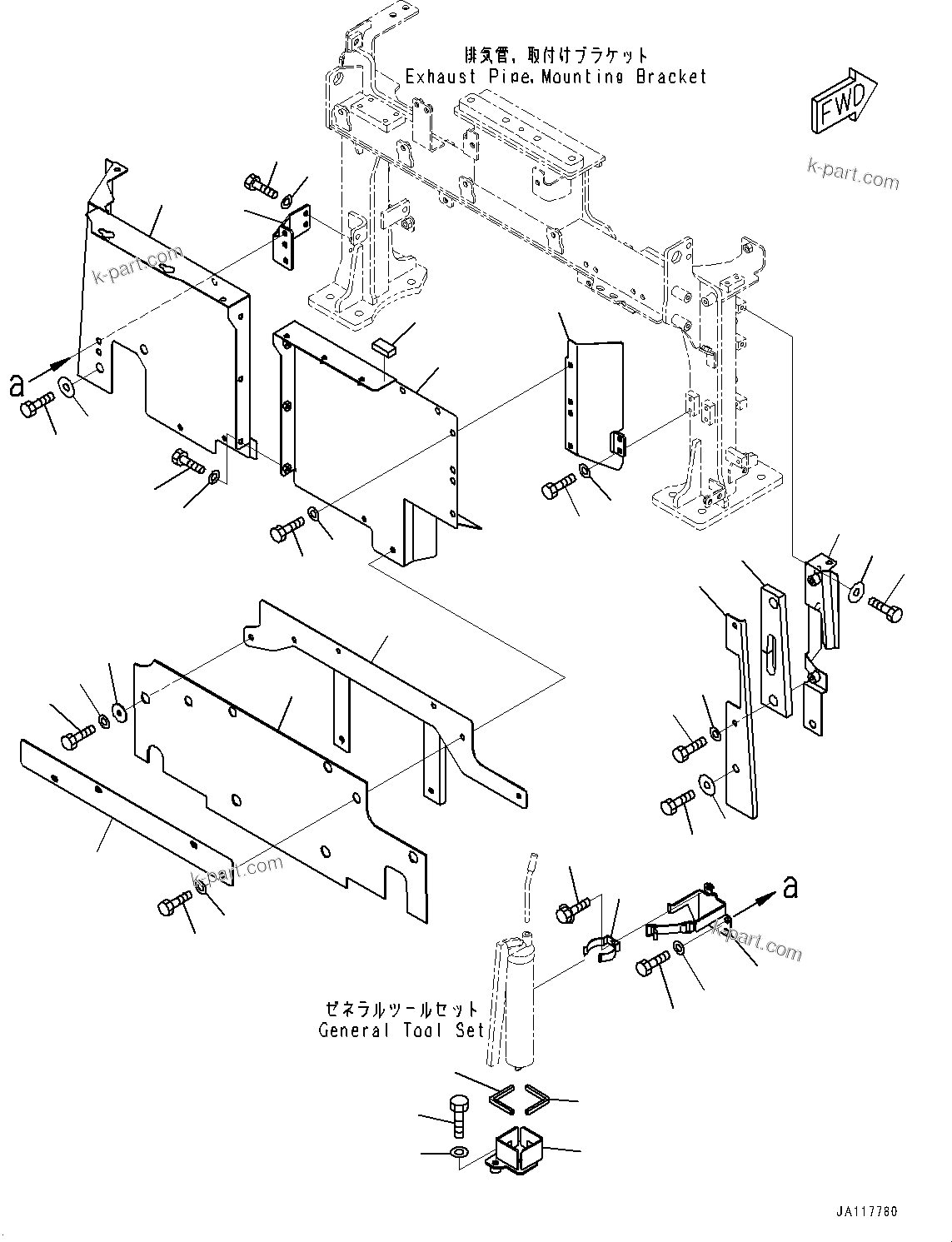 Komatsu parts book diagram for WA475-11E0 S/N H30051-UP: ENGINE HOOD, LOWER BAFFLE