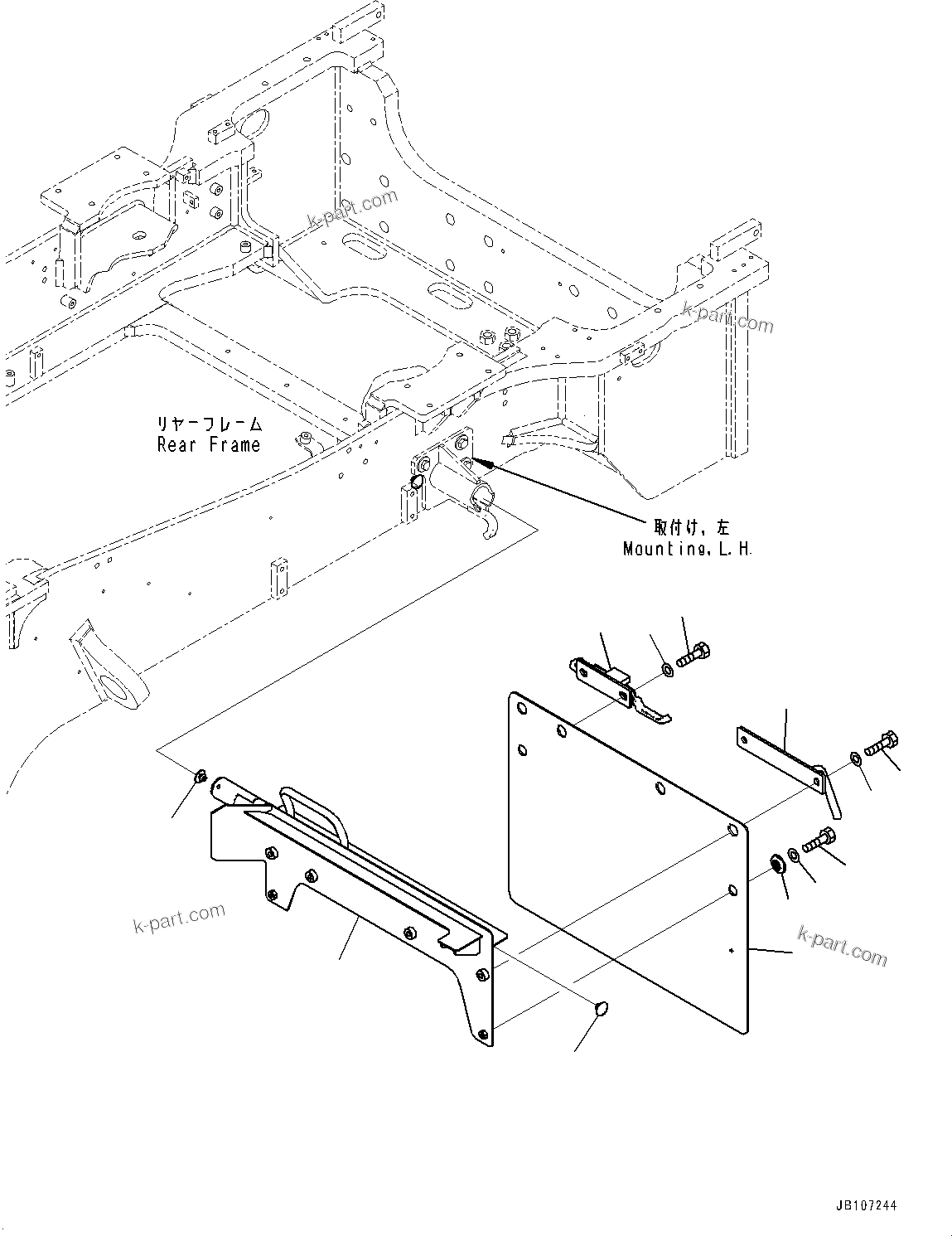 Komatsu parts book diagram for WA475-11E0 S/N H30051-UP: REAR FENDER, FENDER GUARD L.H.