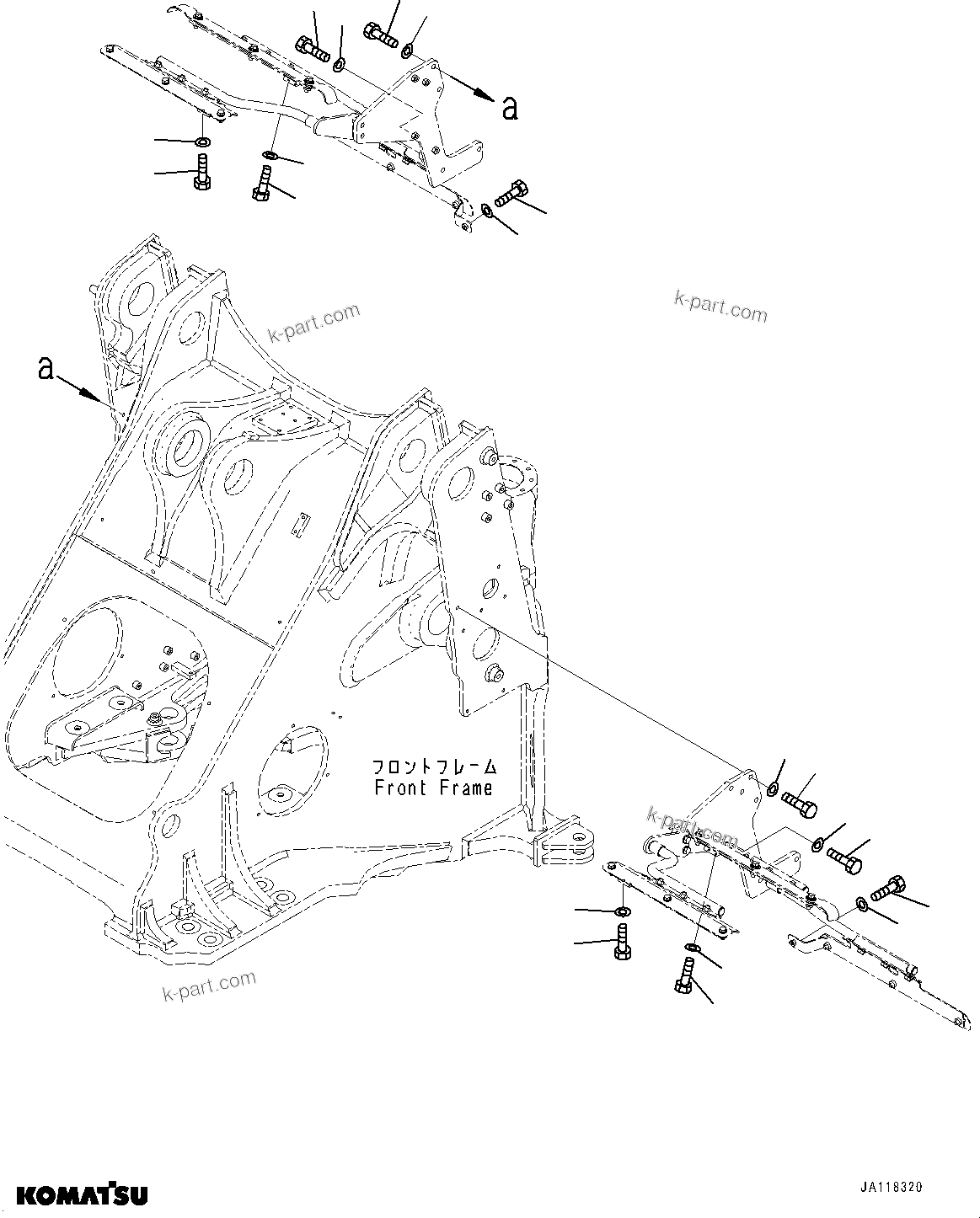 Komatsu parts book diagram for WA475-11E0 S/N H30051-UP: FRONT FENDER, MOUNTING BOLT