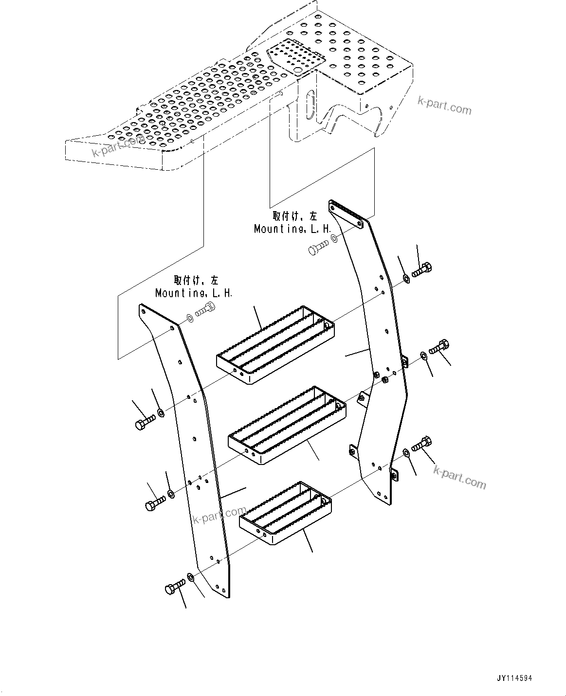 Komatsu parts book diagram for WA475-11E0 S/N H30051-UP: LADDER, LADDER L.H.