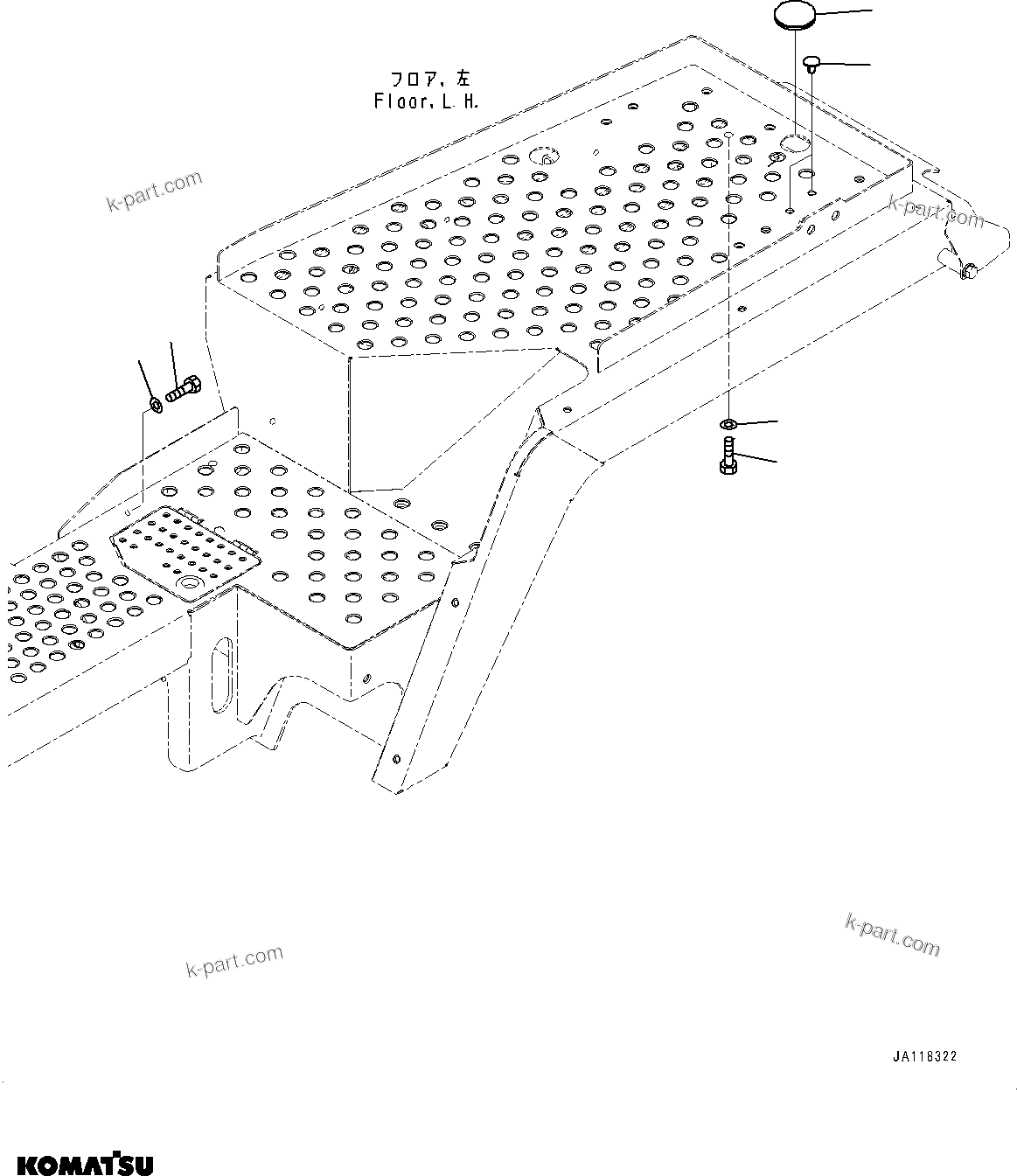Komatsu parts book diagram for WA475-11E0 S/N H30051-UP: LADDER, PARTS FOR LESS WORKING LAMP (1/2)