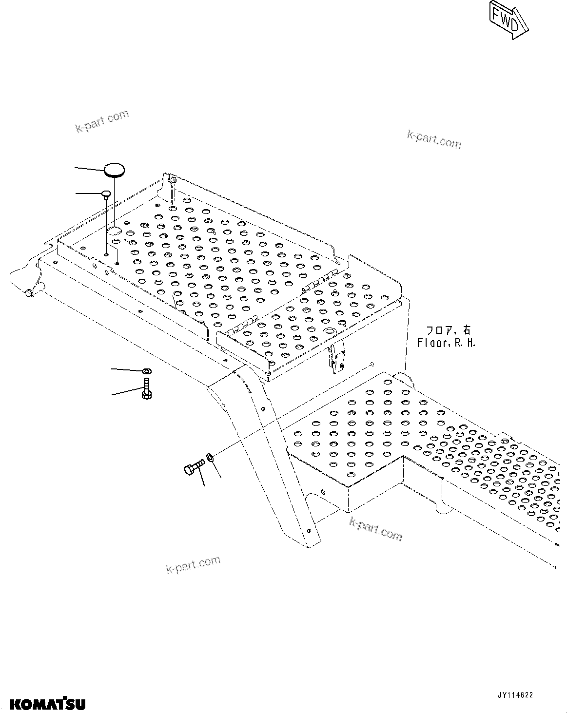 Komatsu parts book diagram for WA475-11E0 S/N H30051-UP: LADDER, PARTS FOR LESS WORKING LAMP (2/2)