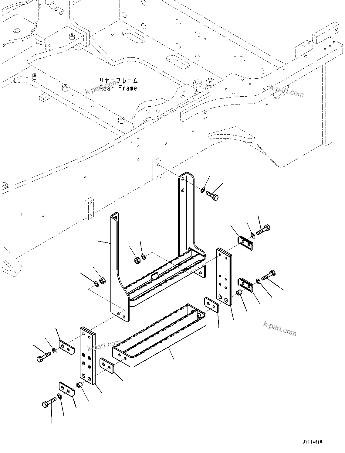 Komatsu parts book diagram for WA475-11E0 S/N H30051-UP: LADDER, REAR STEP L.H.