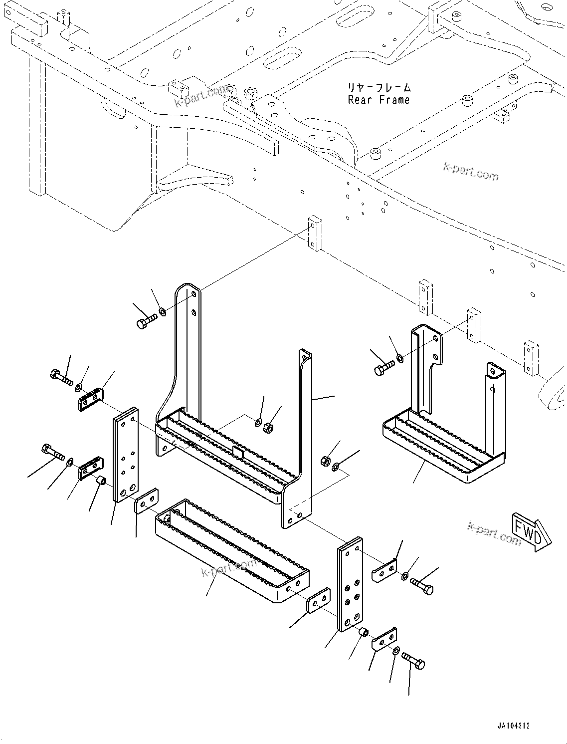 Komatsu parts book diagram for WA475-11E0 S/N H30051-UP: LADDER, REAR STEP R.H.