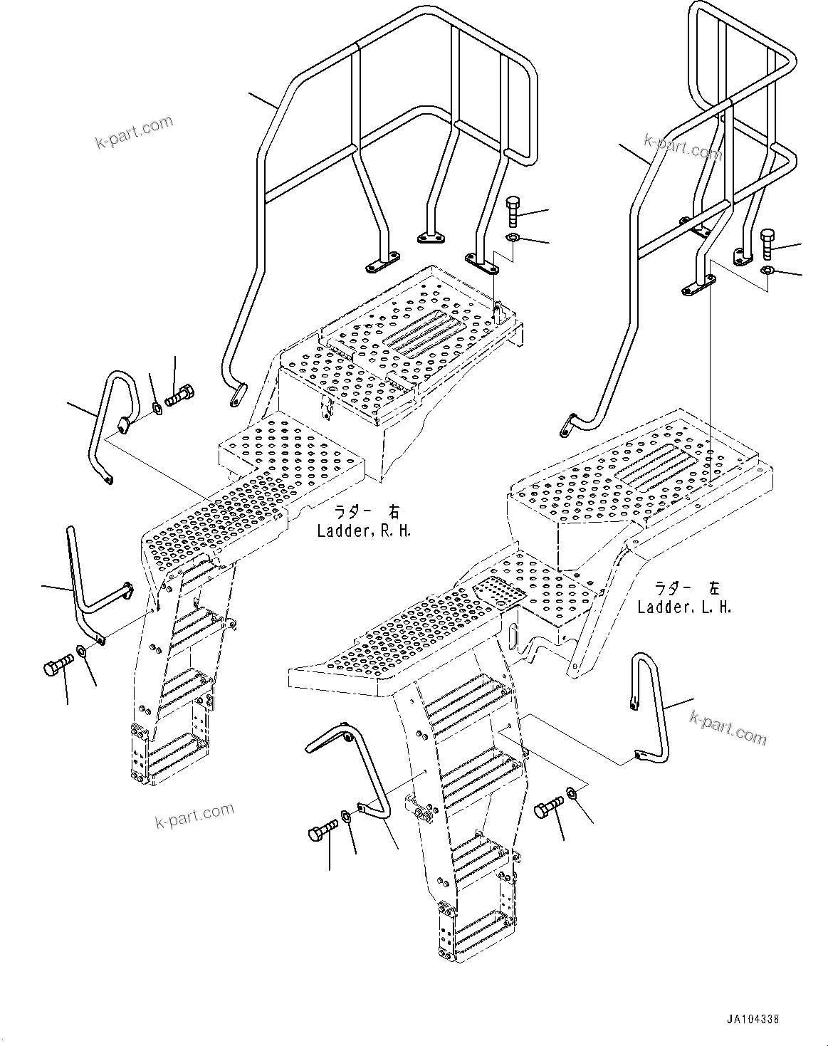 Komatsu parts book diagram for WA475-11E0 S/N H30051-UP: HANDRAIL