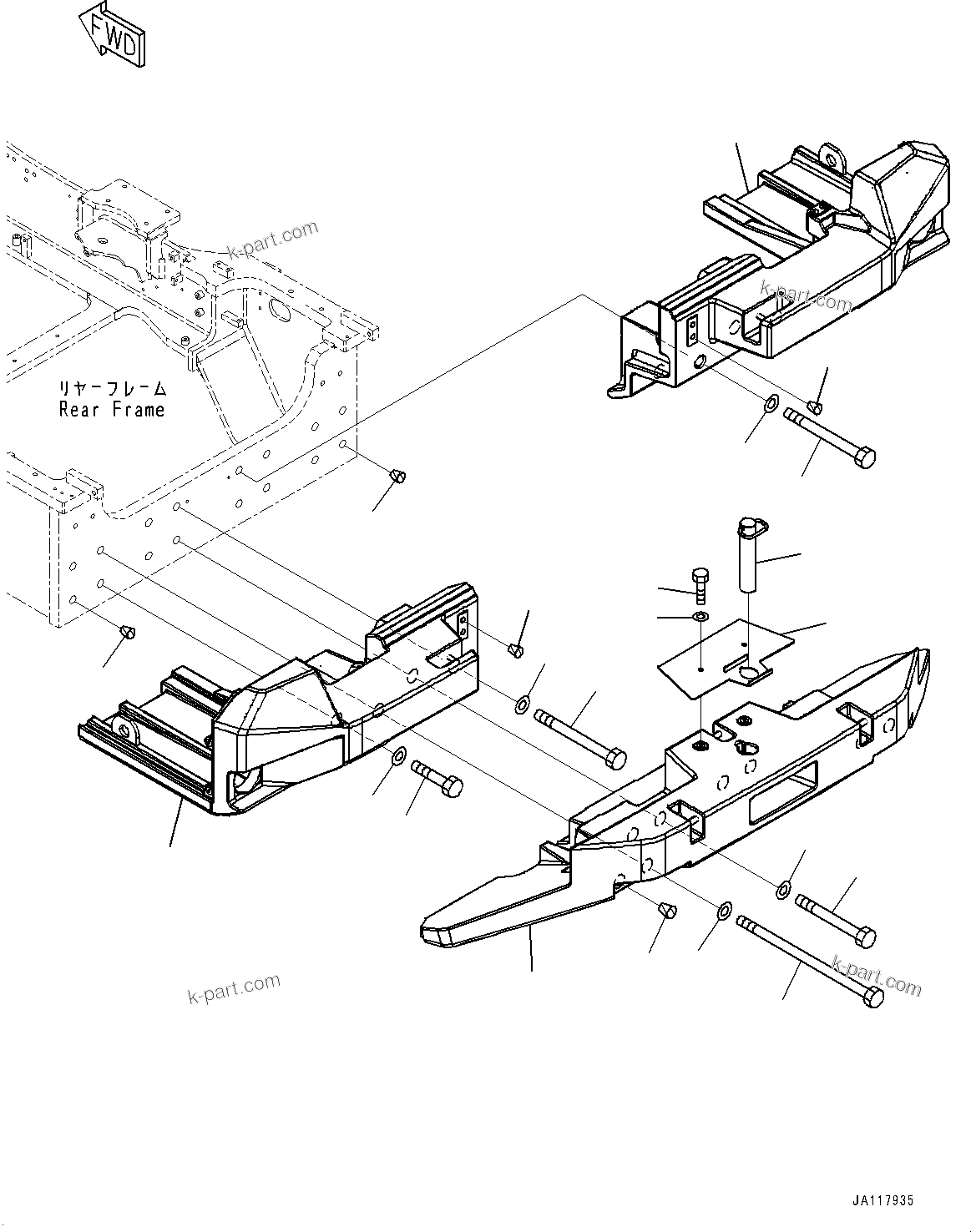 Komatsu parts book diagram for WA475-11E0 S/N H30051-UP: COUNTERWEIGHT, ADDITIONAL COUNTERWEIGHT, FOR STANDARD BOOM