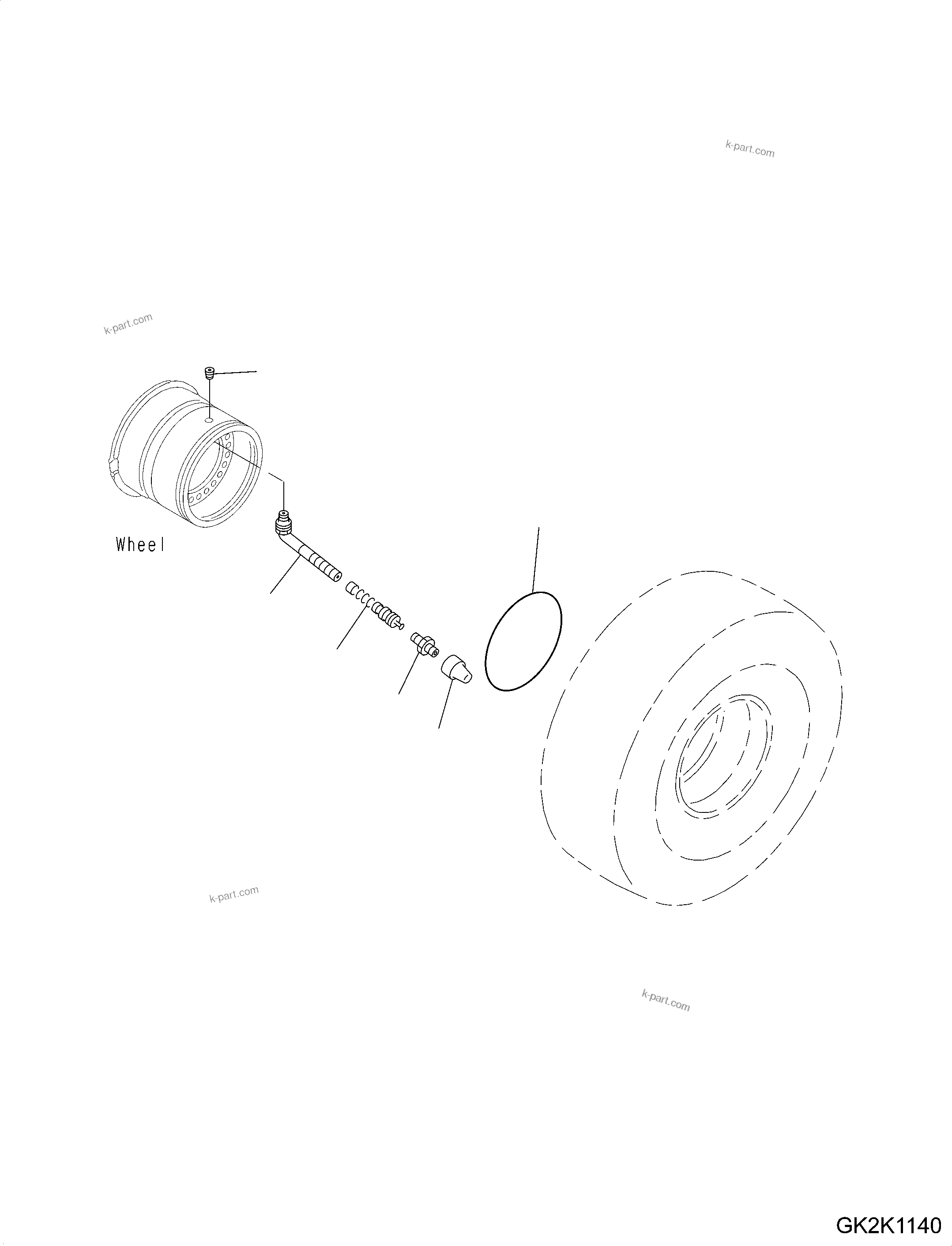 Komatsu parts book diagram for WA475-11E0 S/N H30051-UP: RIM, WITH 775/65-R29-L3 TUBELESS TIRES, (WO -62) (1/2)