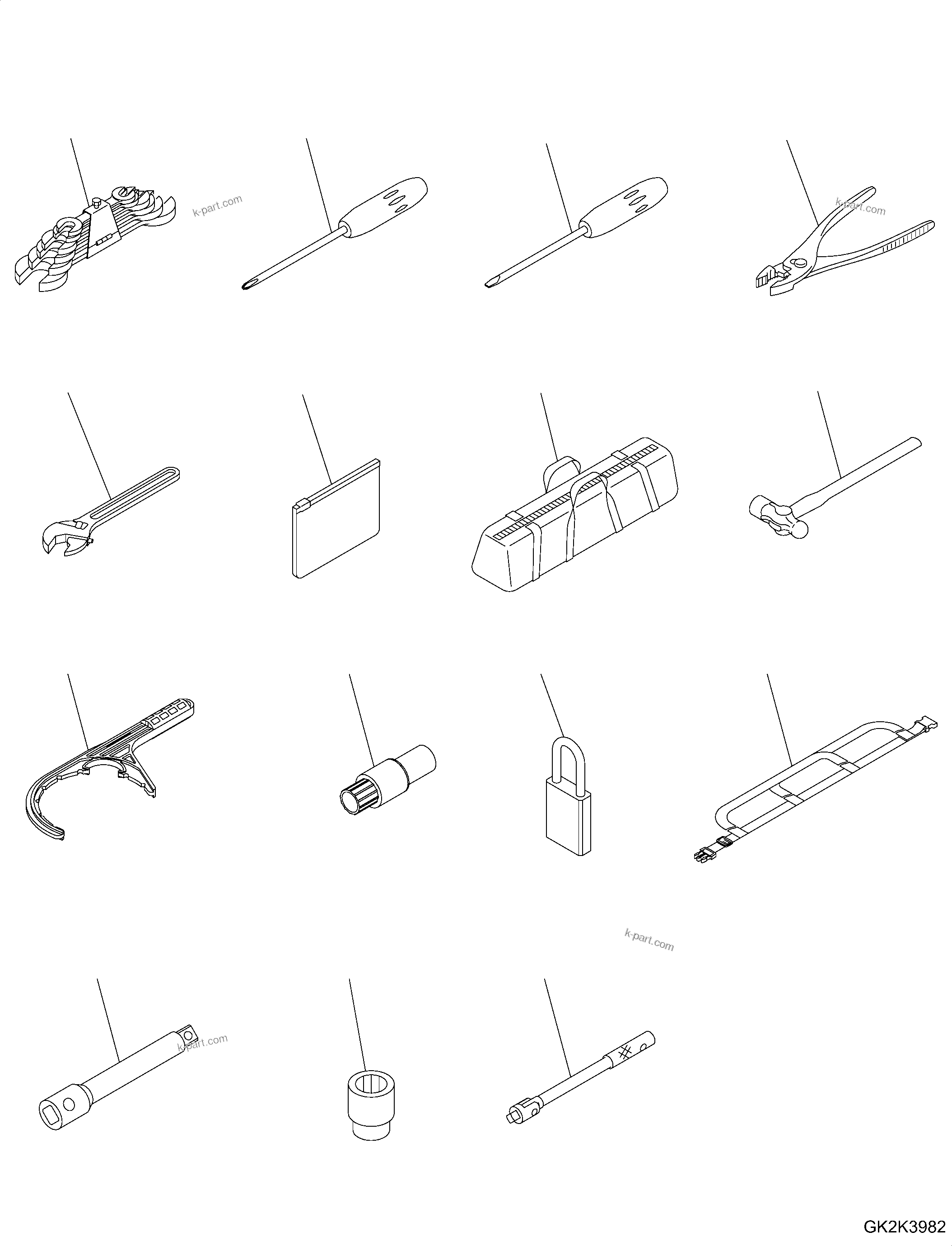 Komatsu parts book diagram for WA475-11E0 S/N H30051-UP: GENERAL TOOL, TOOL SET