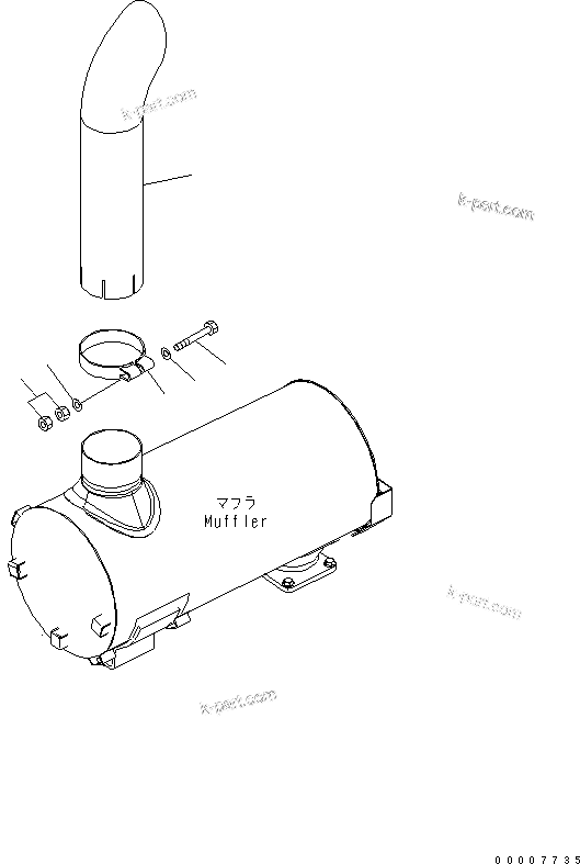 Komatsu parts book diagram for WA320-5 S/N 60001-UP: EXHAUST PIPE
