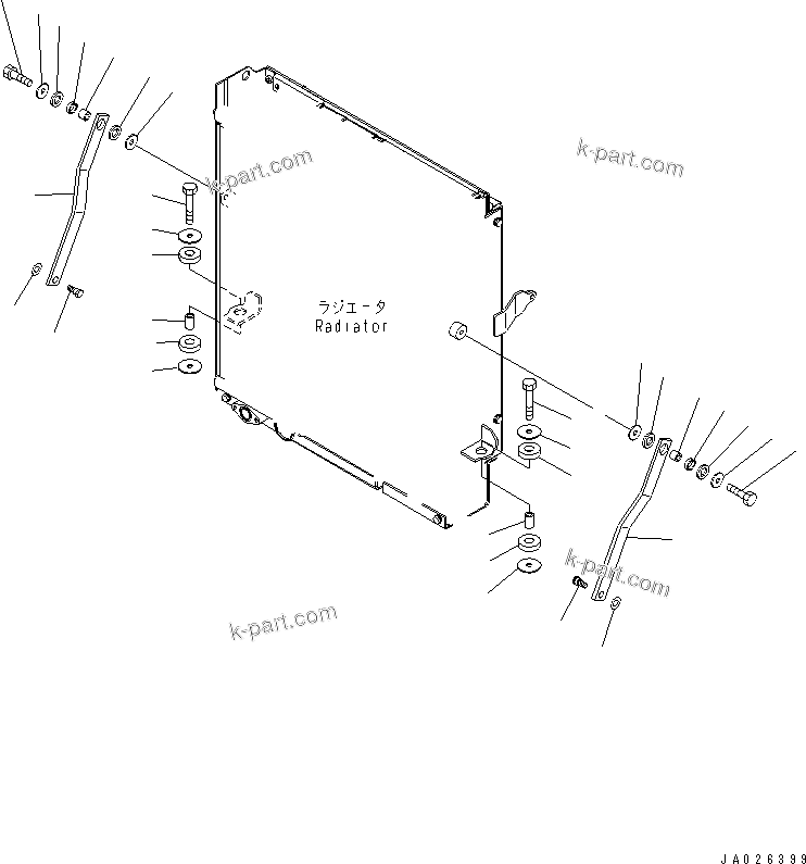 Komatsu parts book diagram for WA320-5 S/N 60001-UP: RADIATOR MOUNT