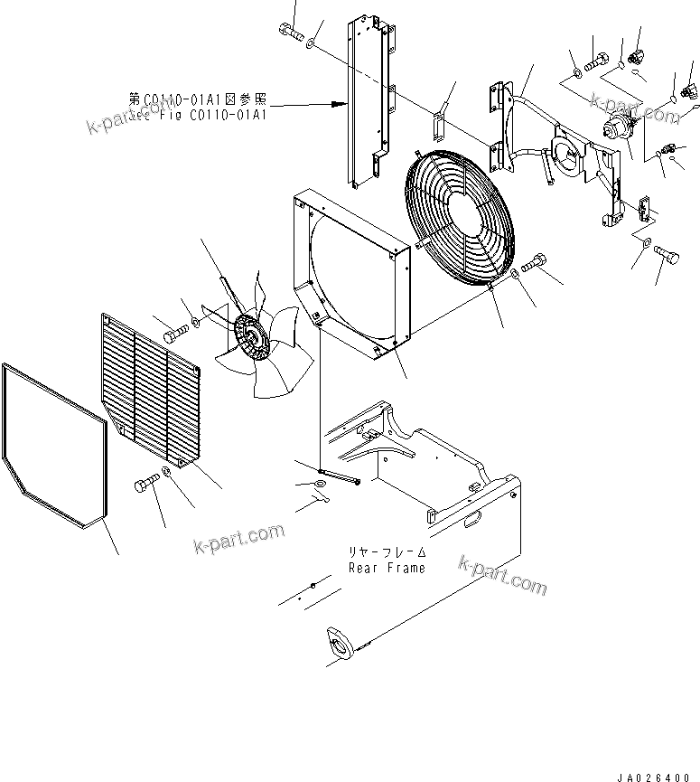Komatsu parts book diagram for WA320-5 S/N 60001-UP: RADIATOR (FAN DRIVE)(#62359-)