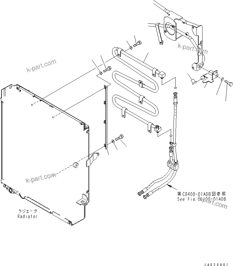 Komatsu parts book diagram for WA320-5 S/N 60001-UP: RADIATOR (PIPING COOLER AND FILTER CAP COVER)(#62359-)