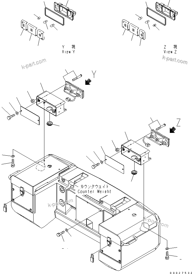 Komatsu parts book diagram for WA320-5 S/N 60001-UP: REAR COMBINATION LAMP AND NUMBER PLATE (FOR EXCEPT JAPAN)