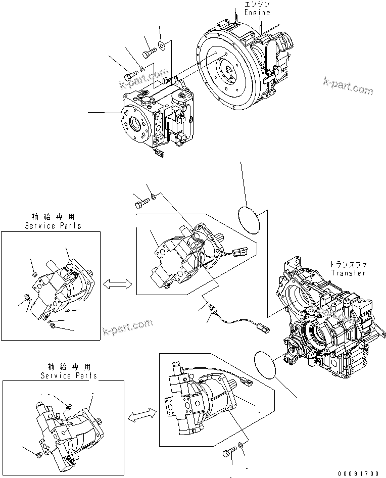 Komatsu parts book diagram for WA320-5 S/N 60001-UP: HST PUMP(#60001-62020)