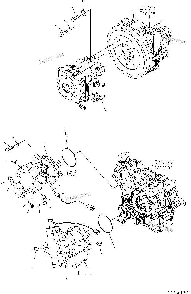 Komatsu parts book diagram for WA320-5 S/N 60001-UP: HST PUMP(#62021-)
