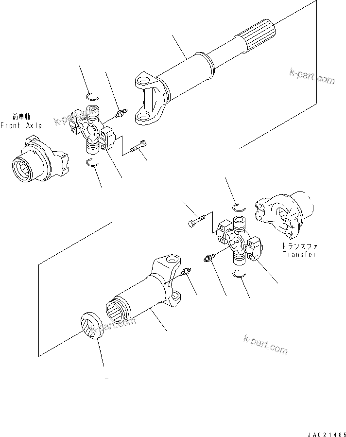 Komatsu parts book diagram for WA320-5 S/N 60001-UP: DRIVE SHAFT (FRONT)