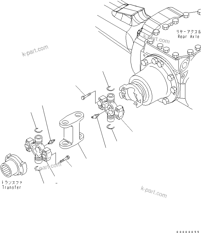 Komatsu parts book diagram for WA320-5 S/N 60001-UP: DRIVE SHAFT (REAR)