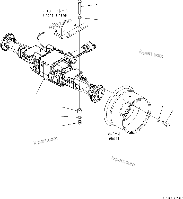 Komatsu parts book diagram for WA320-5 S/N 60001-UP: FRONT AXLE MOUNTING