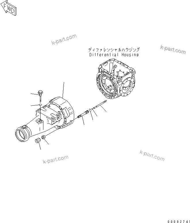 Komatsu parts book diagram for WA320-5 S/N 60001-UP: FRONT AXLE (AXLE HOUSING) (L.H.)