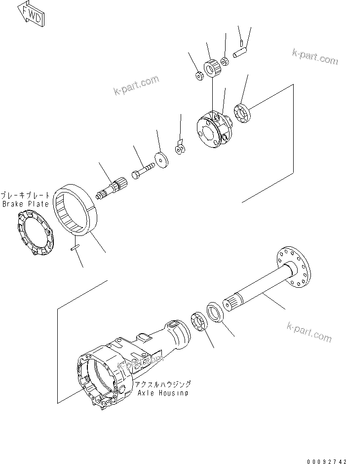 Komatsu parts book diagram for WA320-5 S/N 60001-UP: FRONT AXLE (FINAL DRIVE) (R.H.)