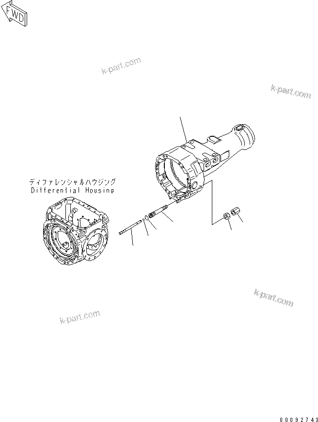 Komatsu parts book diagram for WA320-5 S/N 60001-UP: FRONT AXLE (AXLE HOUSING) (R.H.)