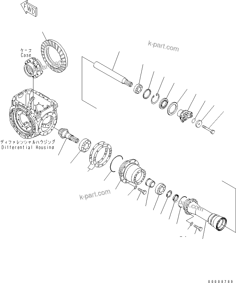 Komatsu parts book diagram for WA320-5 S/N 60001-UP: FRONT AXLE (DIFFERENTIAL 1/2)(#60001-62320)