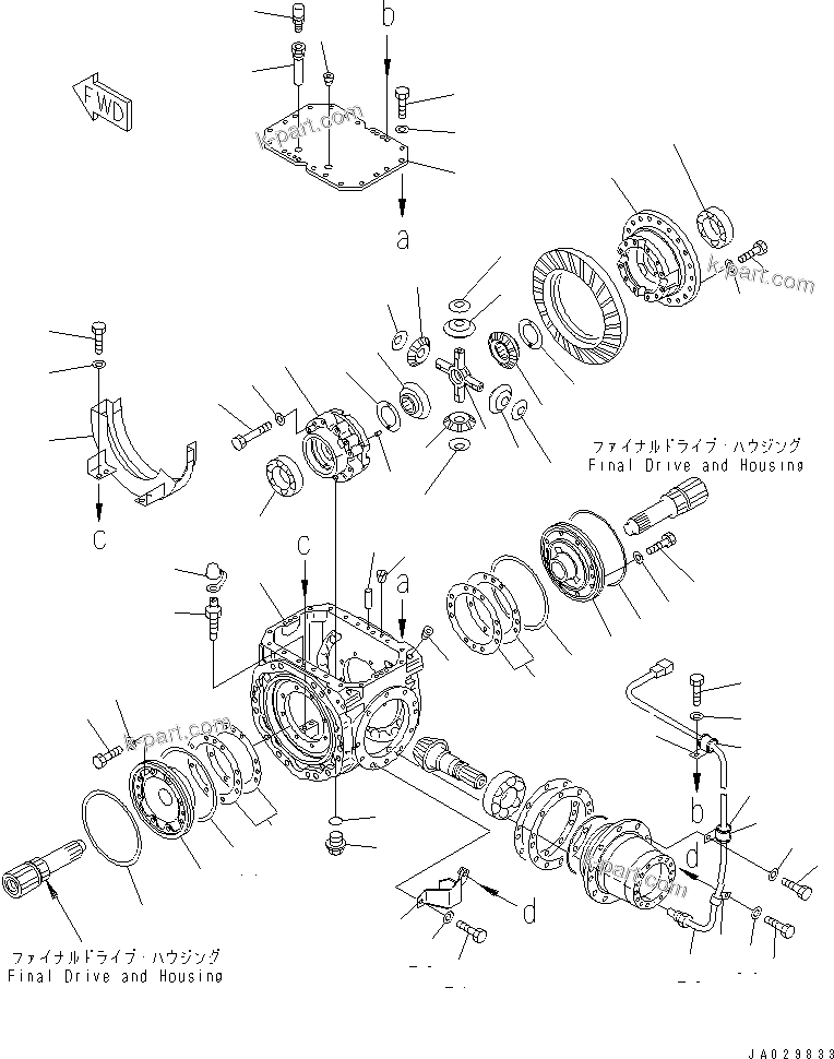 Komatsu parts book diagram for WA320-5 S/N 60001-UP: FRONT AXLE (DIFFERENTIAL 2/2)(#62202-)
